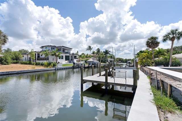 view of dock featuring a water view