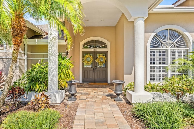 entrance to property with french doors