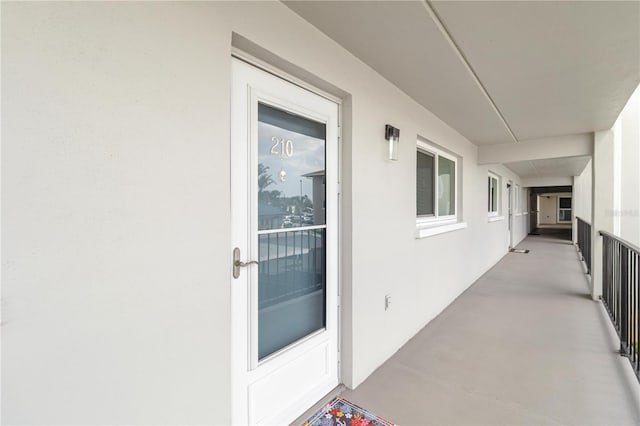 doorway to property with a balcony