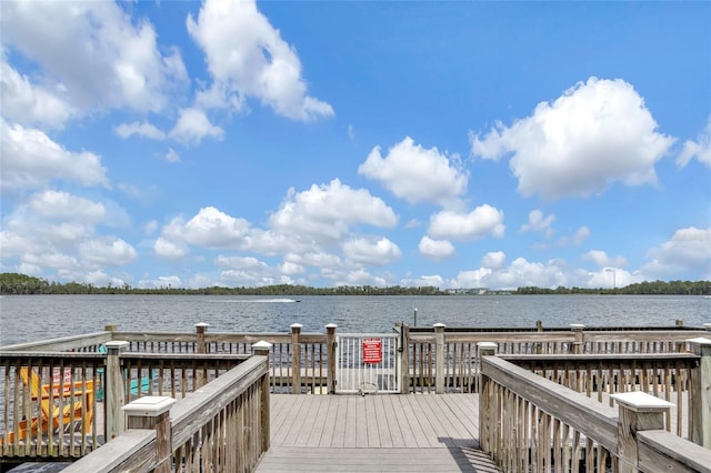 view of dock featuring a water view