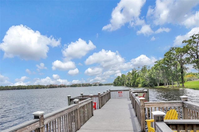 dock area featuring a water view