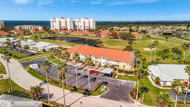 bird's eye view featuring a water view