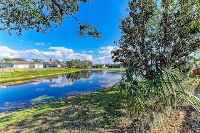 property view of water with fence