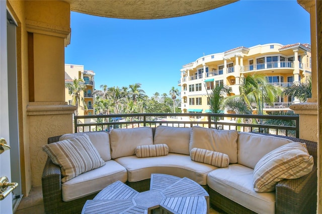 balcony featuring an outdoor living space