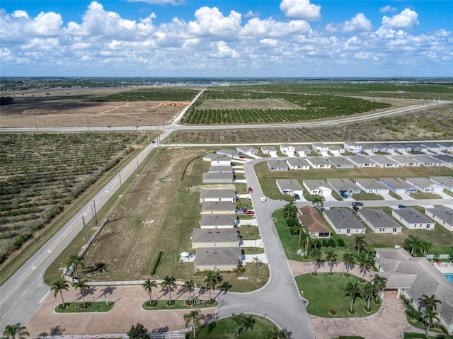 birds eye view of property with a rural view