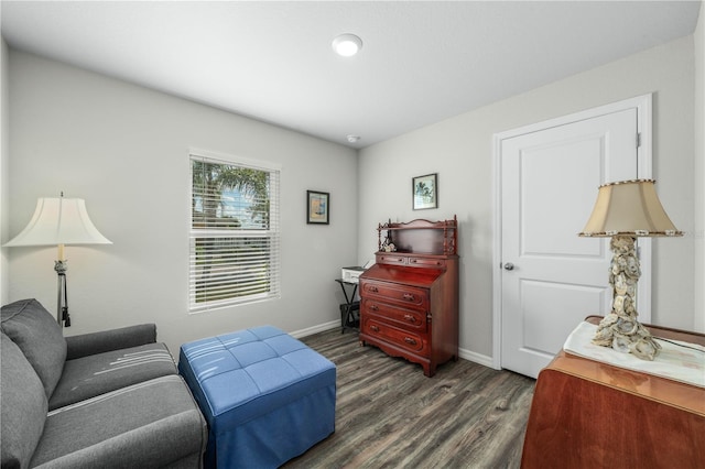 living area featuring dark hardwood / wood-style flooring