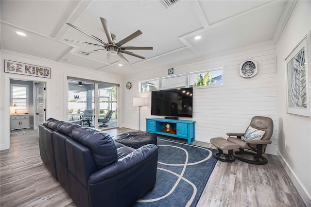 432 W Gate Dr, Venice, FL 34285 - living area with a wealth of natural light, ceiling fan, and wood finished floors