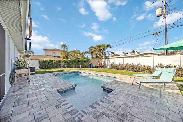 432 W Gate Dr, Venice, FL 34285 - view of swimming pool featuring a yard, a patio area, a fenced in pool, and a fenced backyard