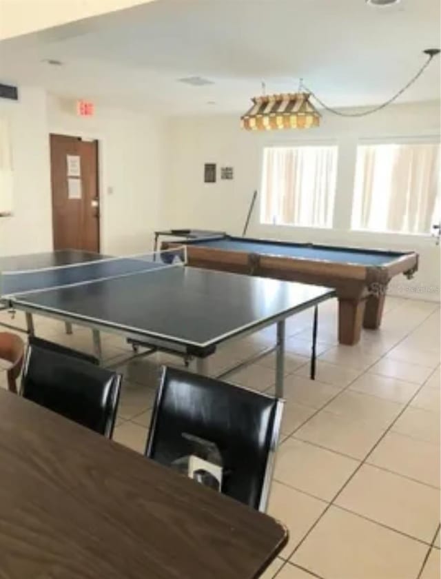 game room featuring tile patterned floors