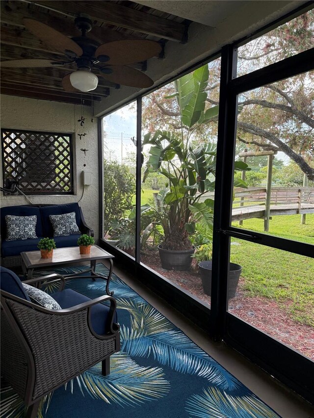 625 Duchess Blvd, Dunedin, FL 34698 - sunroom / solarium with ceiling fan, healthy amount of natural light, and beam ceiling