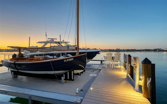 view of dock featuring a water view