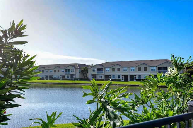 view of water feature with a residential view