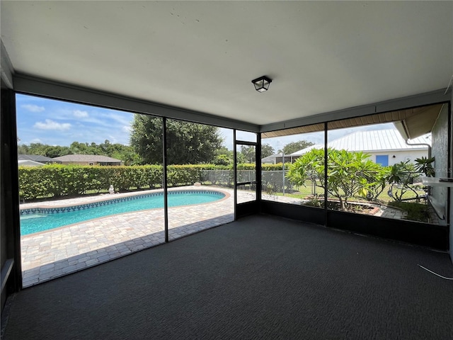 view of unfurnished sunroom