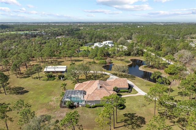 bird's eye view featuring a water view