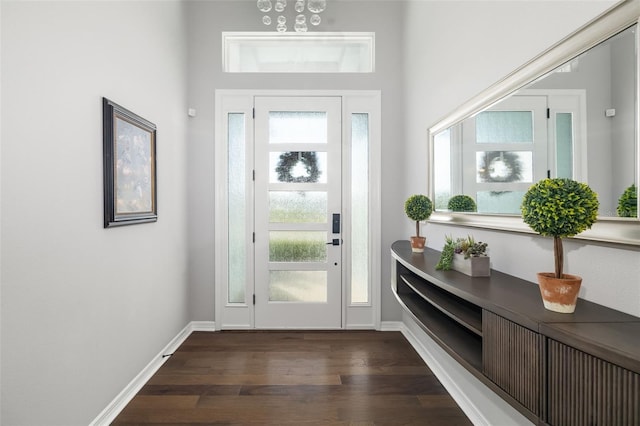 foyer featuring dark hardwood / wood-style floors