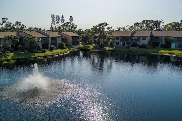 view of water feature with a residential view