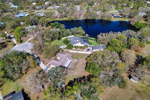 bird's eye view featuring a water view