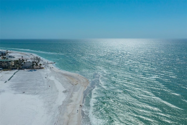 property view of water featuring a view of the beach