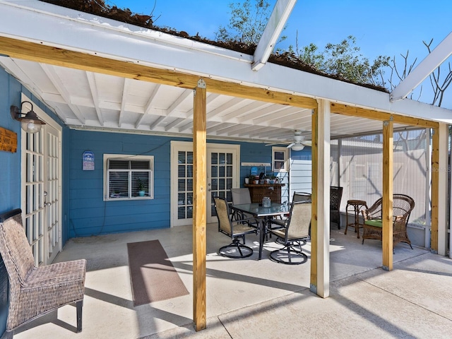 view of patio with ceiling fan