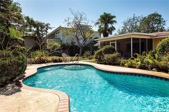 1555 Flower Dr, Sarasota, FL 34239 - view of pool featuring a sunroom
