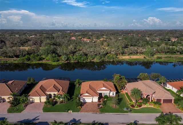 bird's eye view featuring a water view