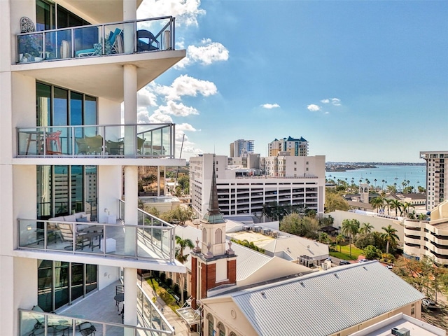 balcony with a water view