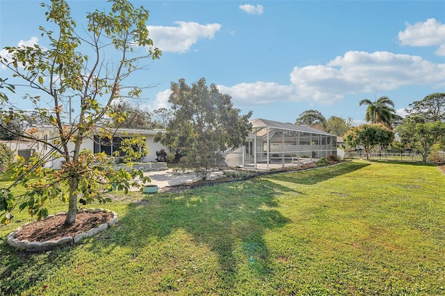 view of yard featuring a lanai