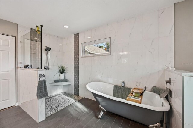 7415 36th Ave E, Palmetto, FL 34221 - bathroom with plus walk in shower and tile walls