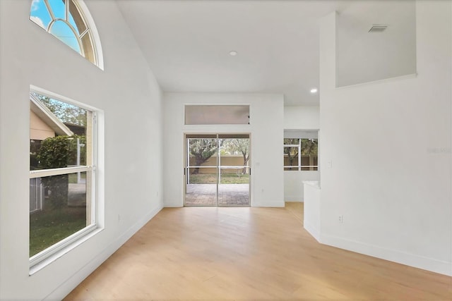 empty room with light wood-type flooring