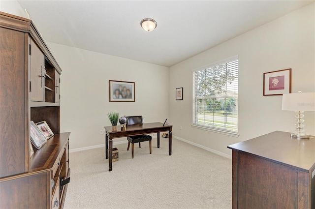 view of carpeted office space