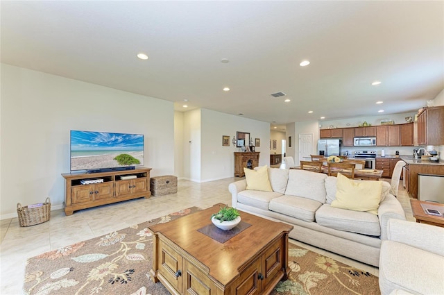 view of tiled living room