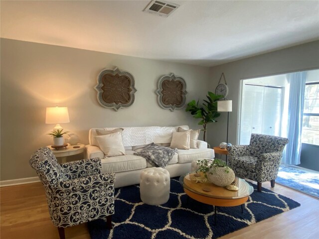 living room with wood-type flooring