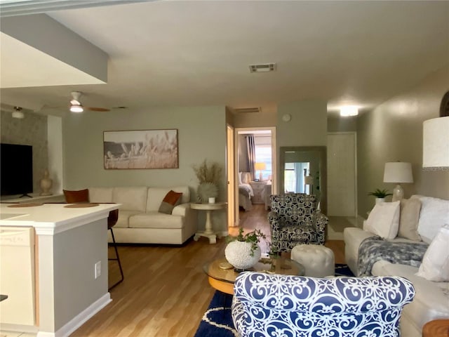living room featuring light hardwood / wood-style flooring