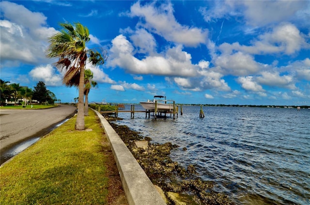 view of dock featuring a water view