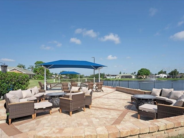 view of patio / terrace with fence and an outdoor hangout area