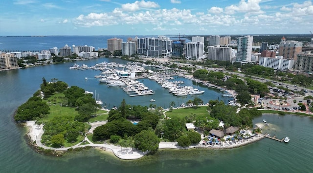 4060 Penshurst Park, Sarasota, FL 34235 - bird's eye view featuring a water view and a city view