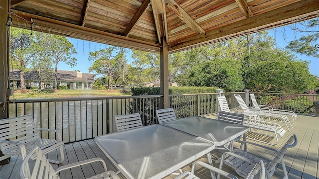 4060 Penshurst Park, Sarasota, FL 34235 - wooden deck with outdoor dining space