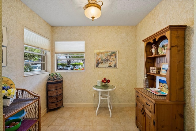 office with a textured ceiling