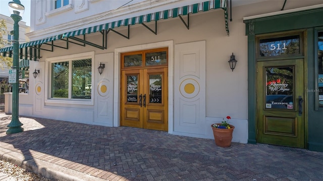 property entrance with french doors