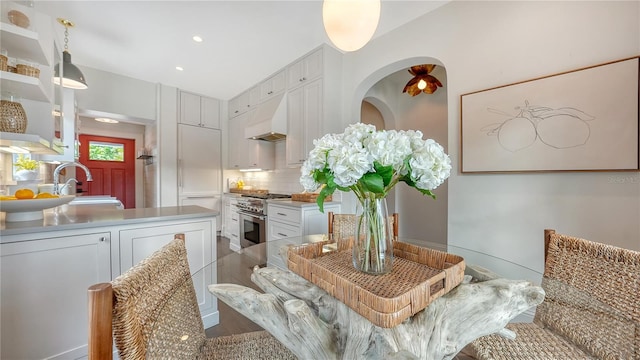 dining room with sink