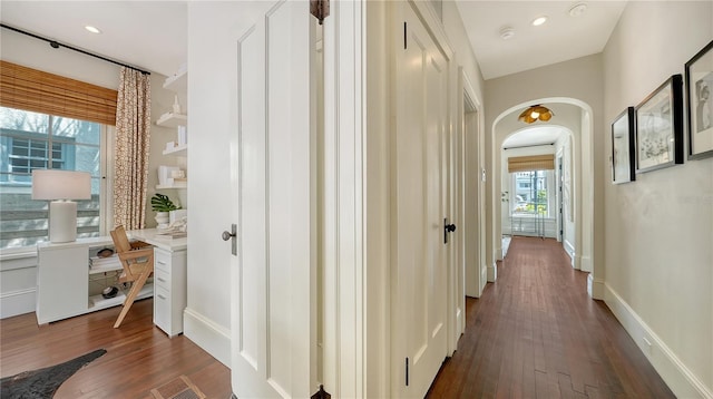 hall featuring dark hardwood / wood-style flooring