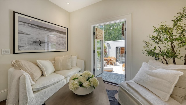 living room with wood-type flooring