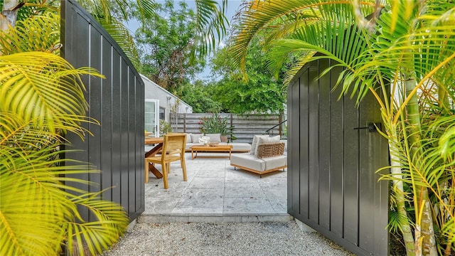 view of patio / terrace featuring an outdoor living space