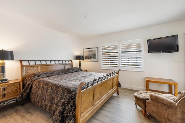 bedroom with light hardwood / wood-style floors