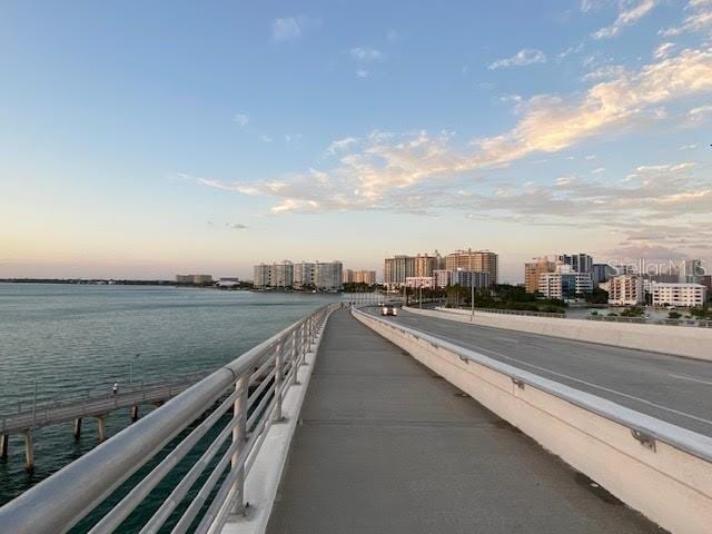 view of road featuring a water view