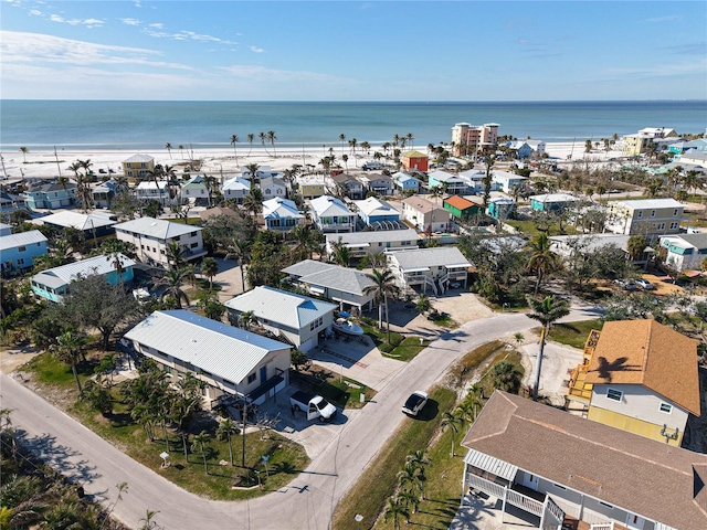 aerial view featuring a water view and a residential view