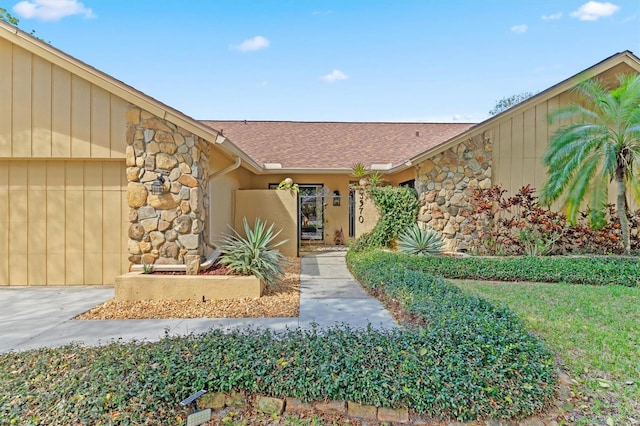 view of front of property with a garage