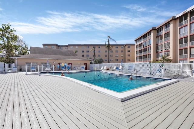 view of swimming pool featuring a patio