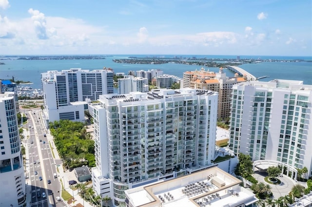 bird's eye view featuring a water view