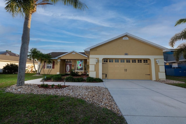 ranch-style home featuring a garage